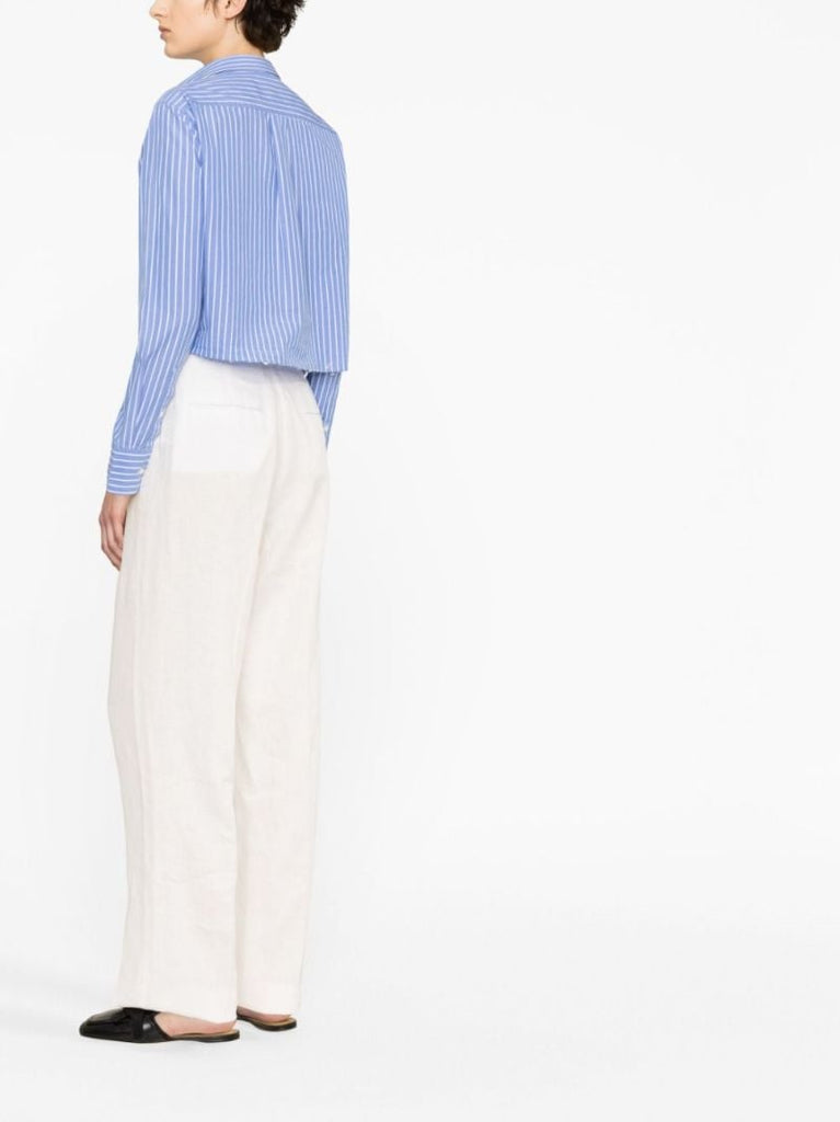 White Straight-leg Linen Trousers