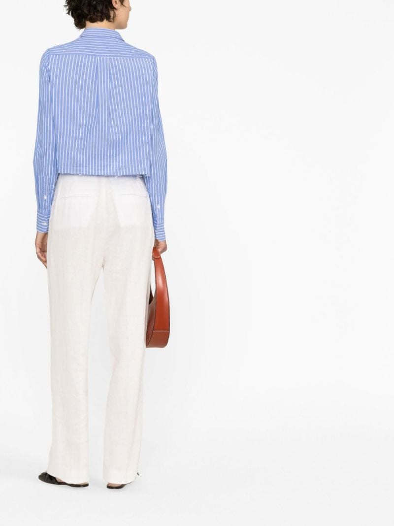 White Straight-leg Linen Trousers