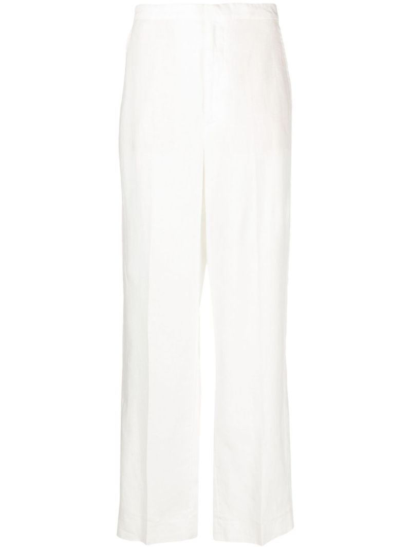 White Straight-leg Linen Trousers