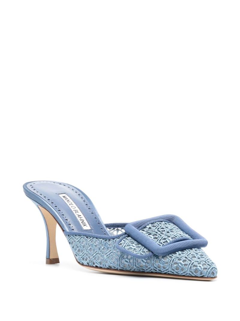 Blue Lace Panel Mules