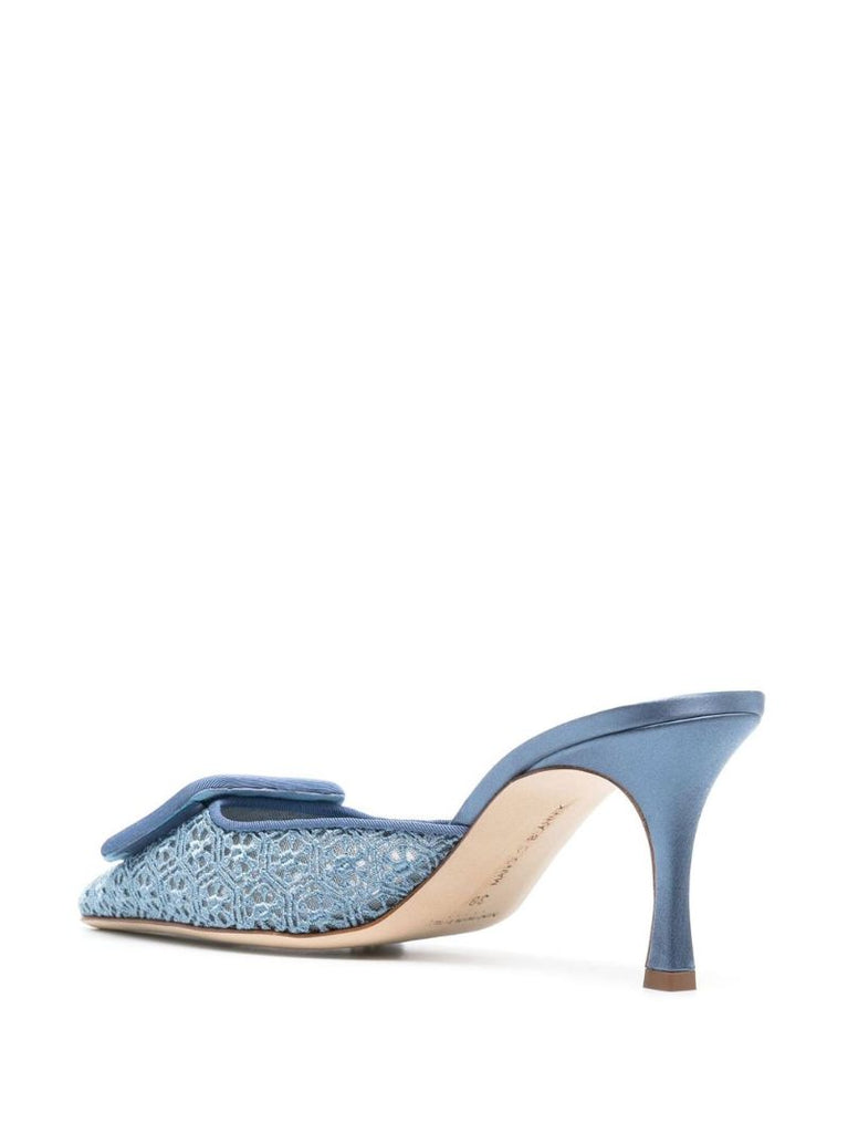 Blue Lace Panel Mules