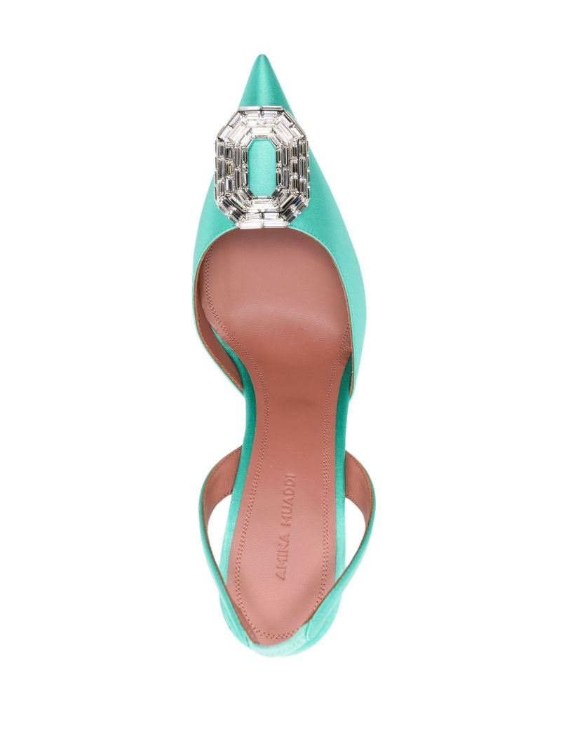 Green Camelia 90 Crystal Slingback Pumps