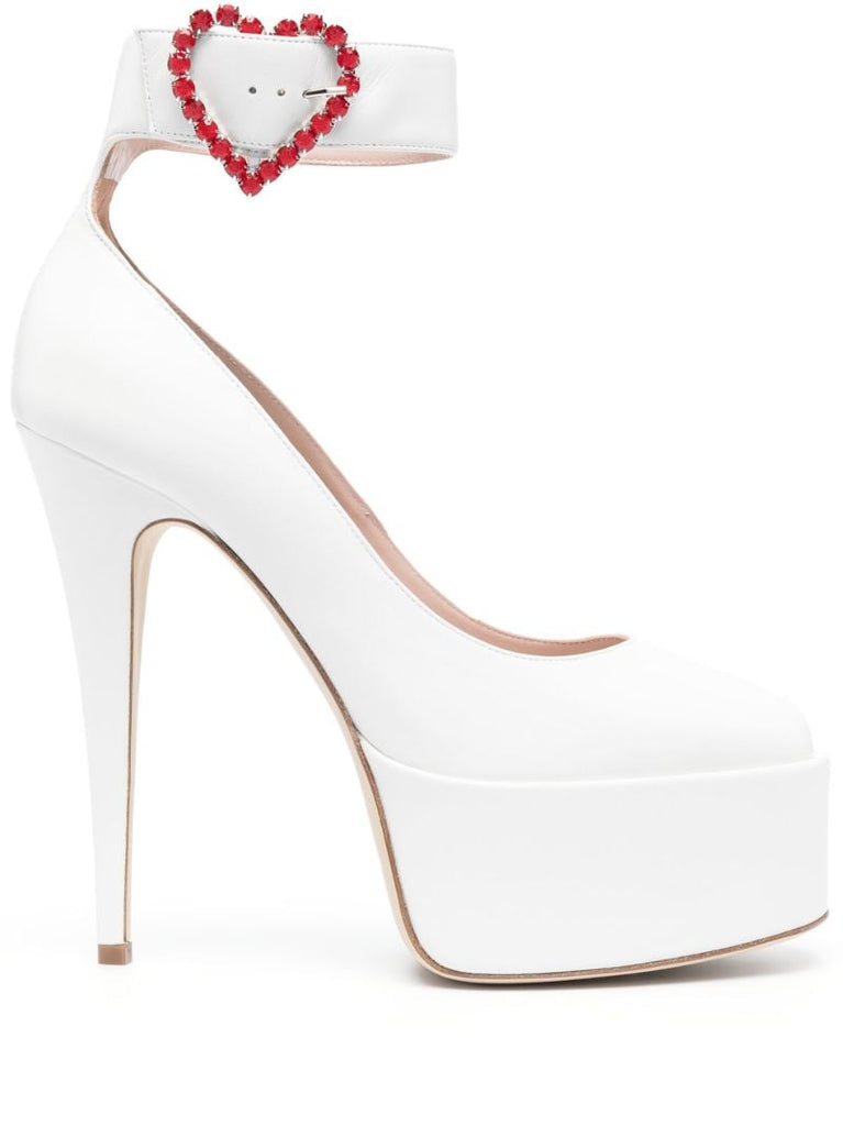 White Nancy Love 130 Platform Pumps