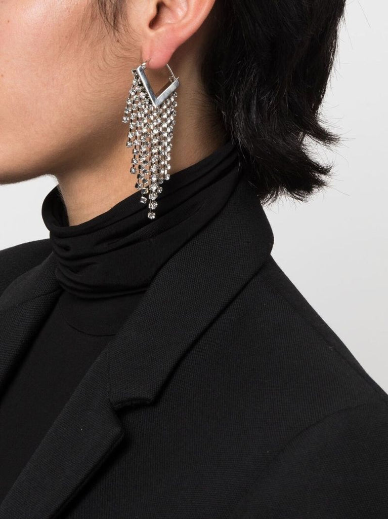 Silver-tone Melting Crystal Drop Earrings