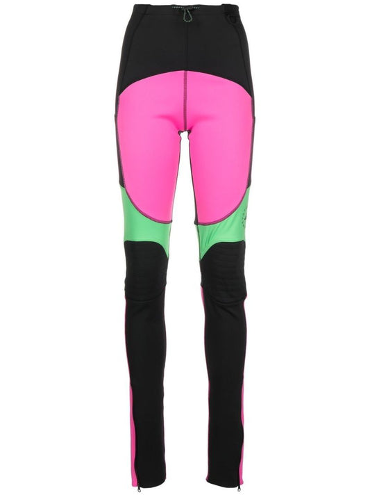 Multicolour Panelled Zip-detail Leggings