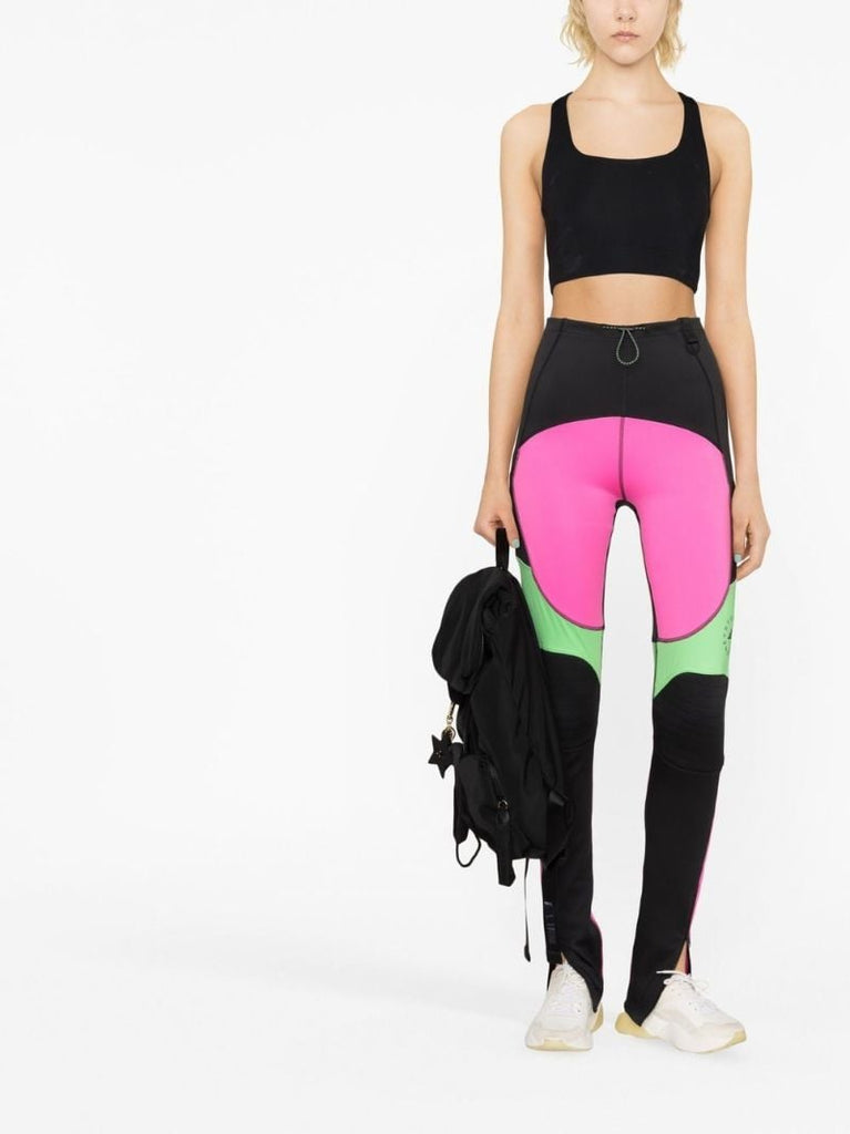 Multicolour Panelled Zip-detail Leggings