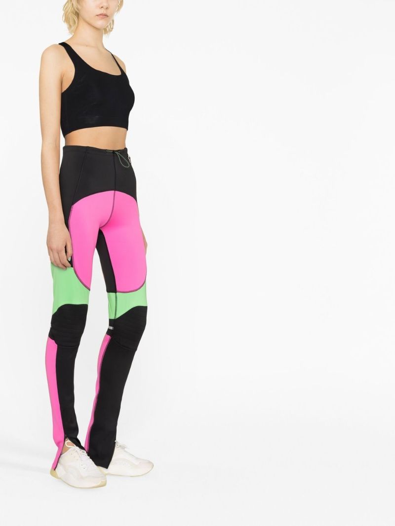 Multicolour Panelled Zip-detail Leggings