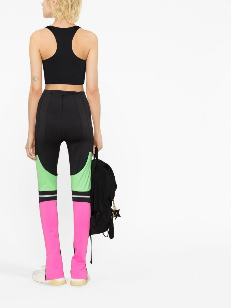 Multicolour Panelled Zip-detail Leggings