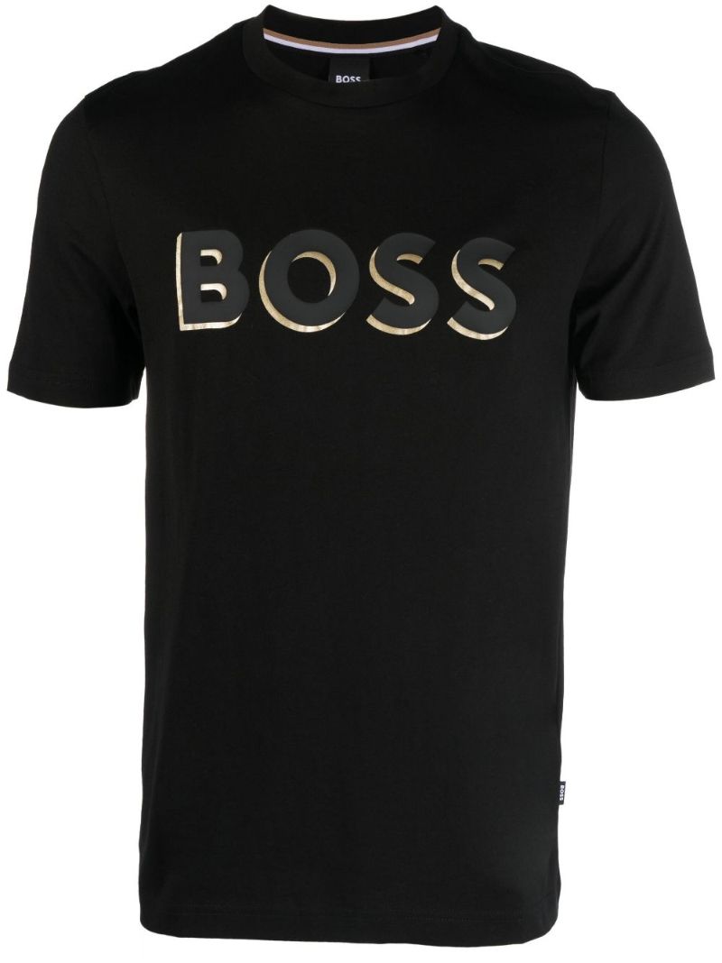 Black Logo Print Cotton T-shirt
