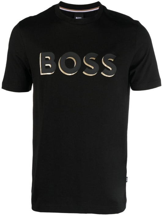 Black Logo Print Cotton T-shirt