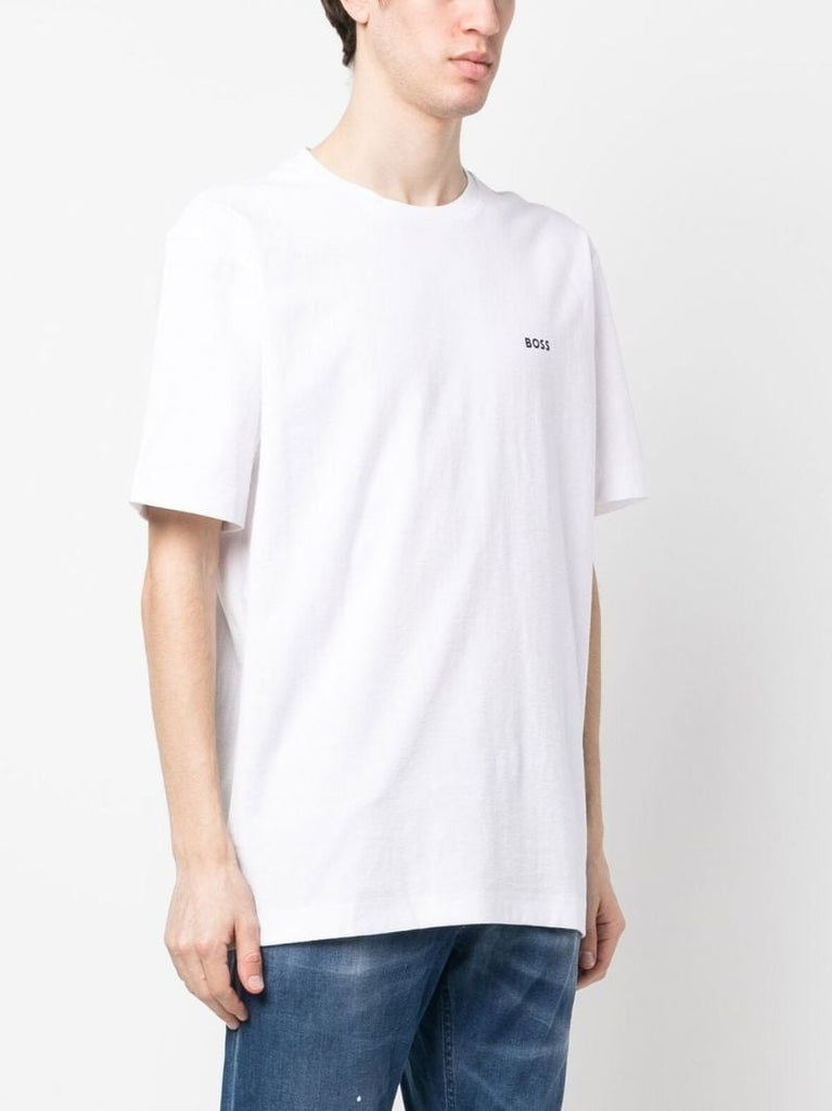 White Logo Print Cotton T-shirt