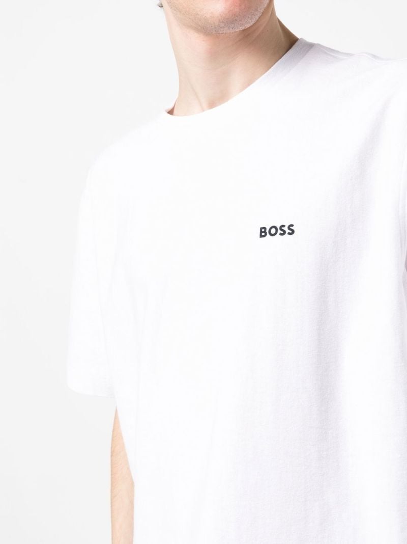 White Logo Print Cotton T-shirt
