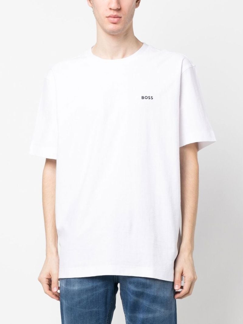 White Logo Print Cotton T-shirt