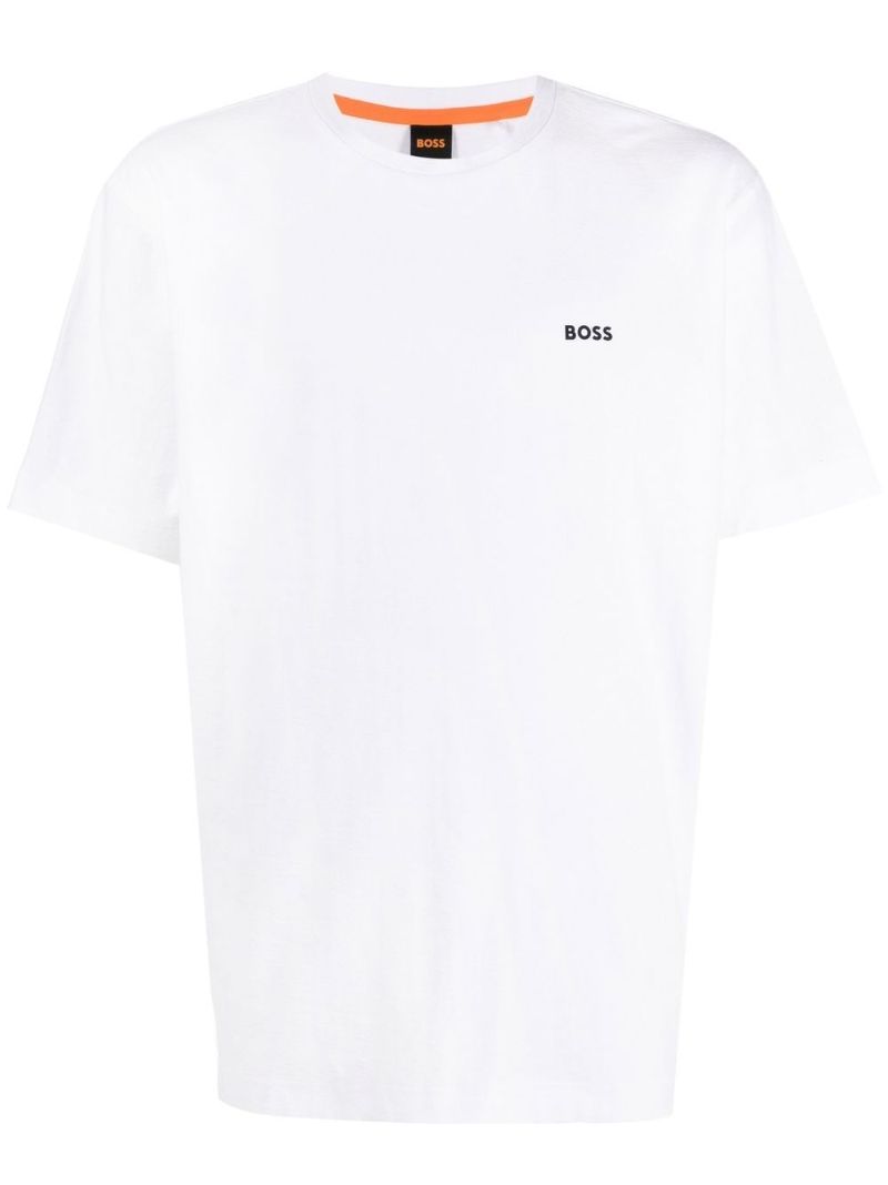 White Logo Print Cotton T-shirt