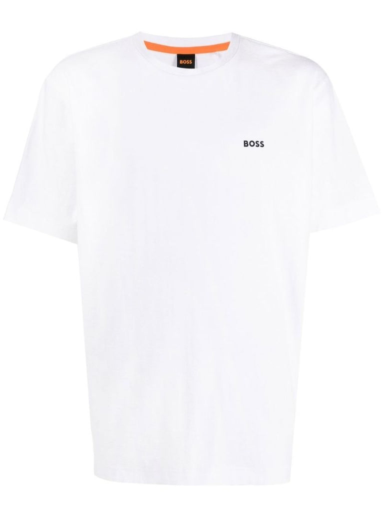 White Logo Print Cotton T-shirt