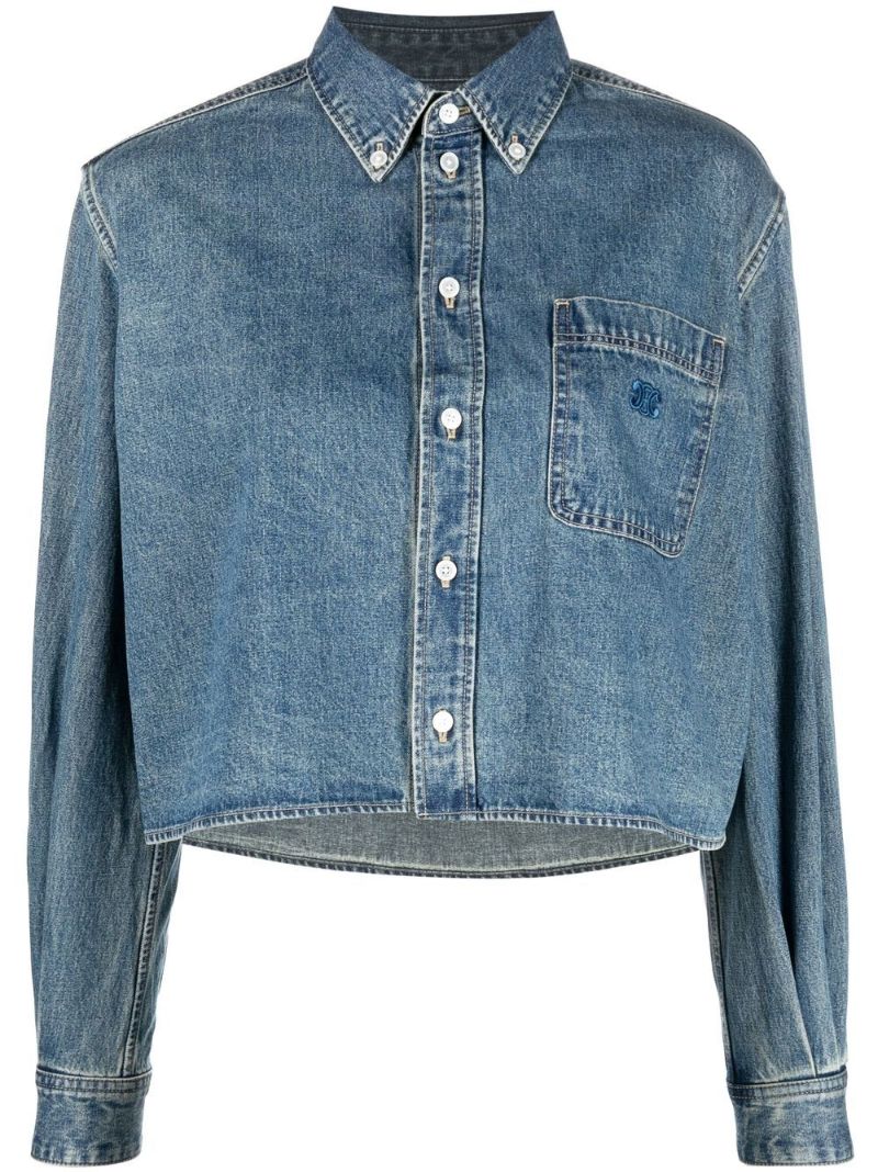 Blue Cropped Denim Shirt