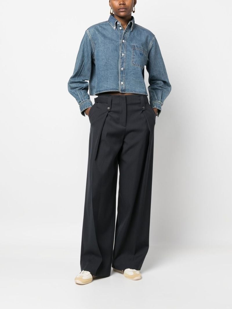 Blue Cropped Denim Shirt