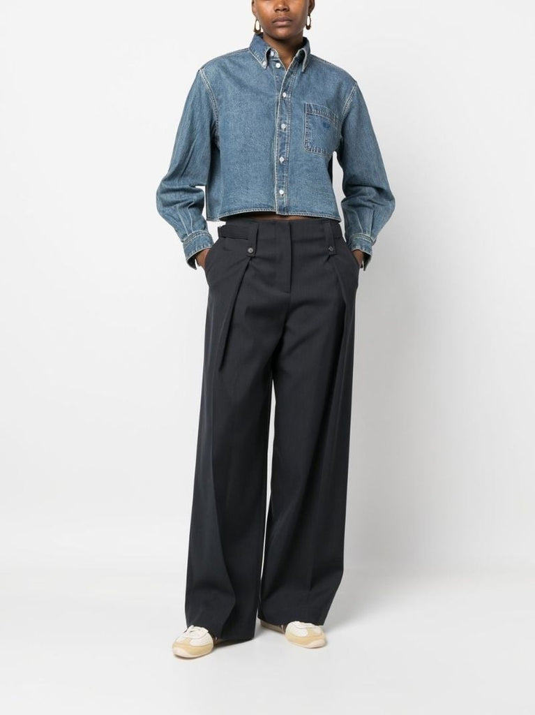 Blue Cropped Denim Shirt