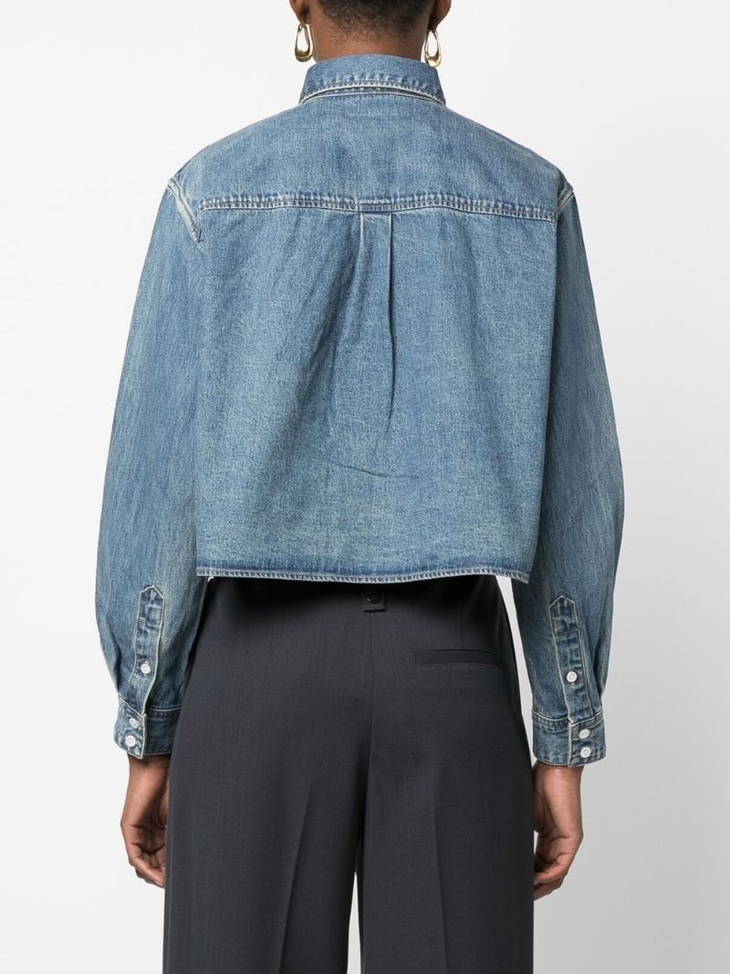 Blue Cropped Denim Shirt