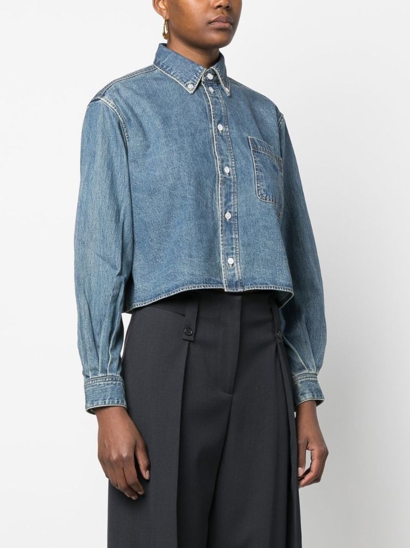 Blue Cropped Denim Shirt