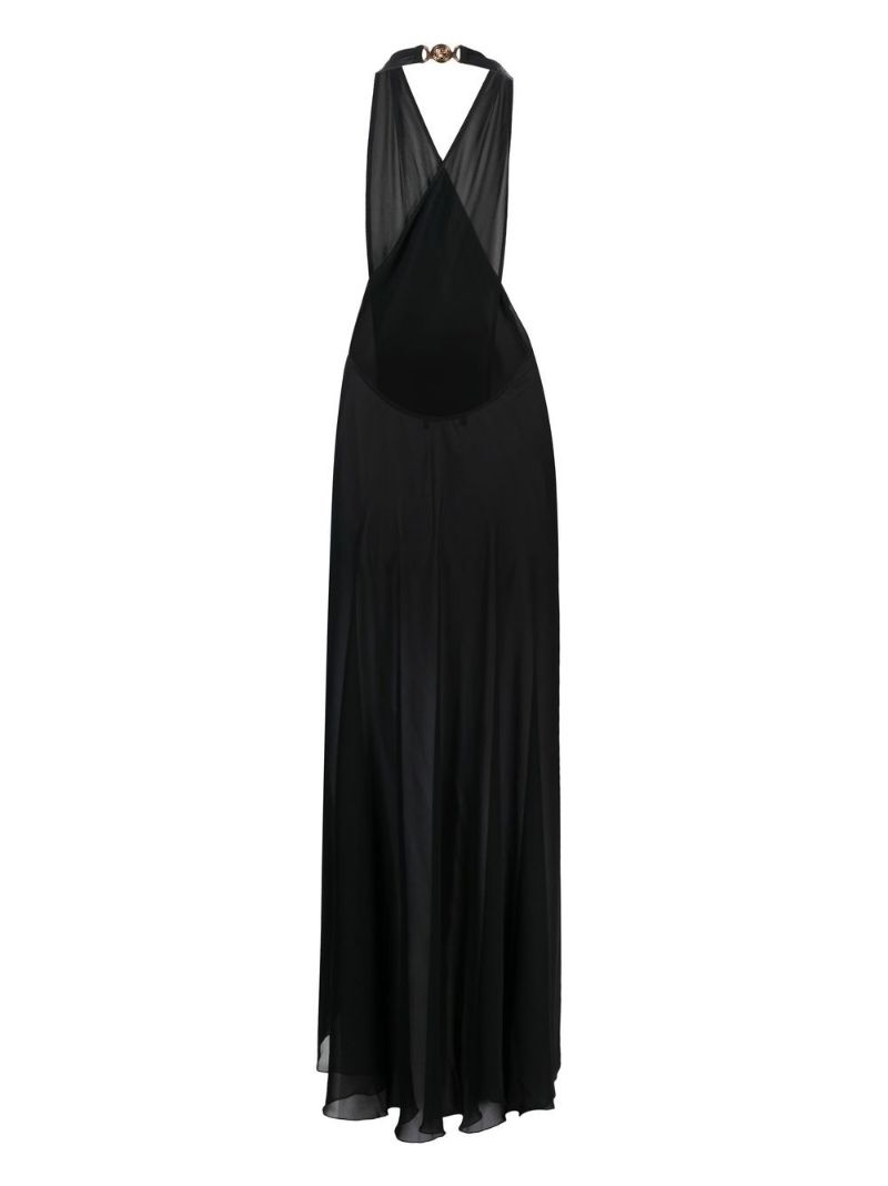 Black Halterneck Semi-sheer Maxi Dress