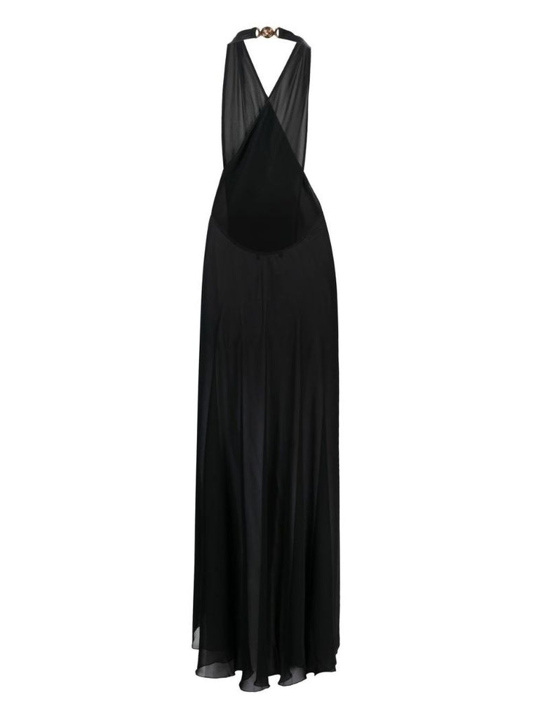 Black Halterneck Semi-sheer Maxi Dress