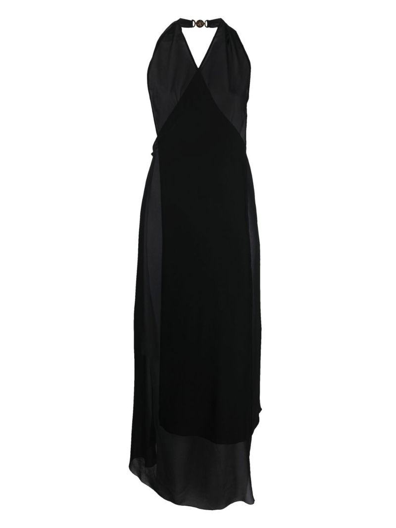 Black Halterneck Semi-sheer Maxi Dress