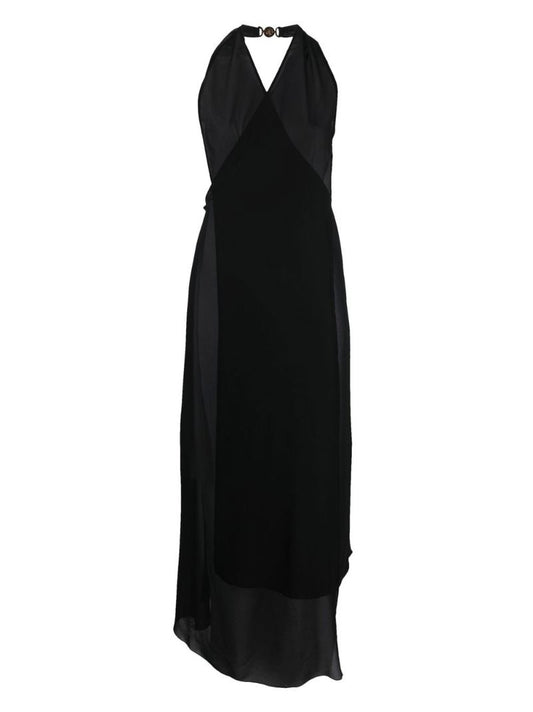 Black Halterneck Semi-sheer Maxi Dress