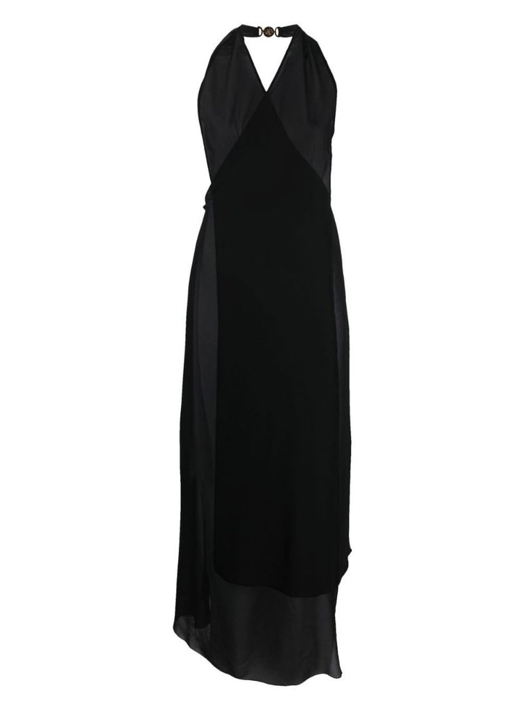 Black Halterneck Semi-sheer Maxi Dress
