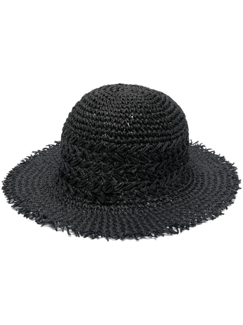 Black Logo-embroidered Straw Hat