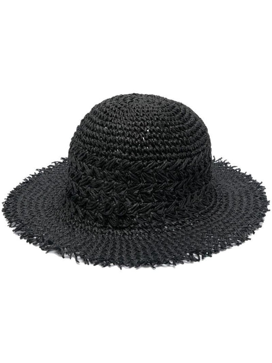 Black Logo-embroidered Straw Hat