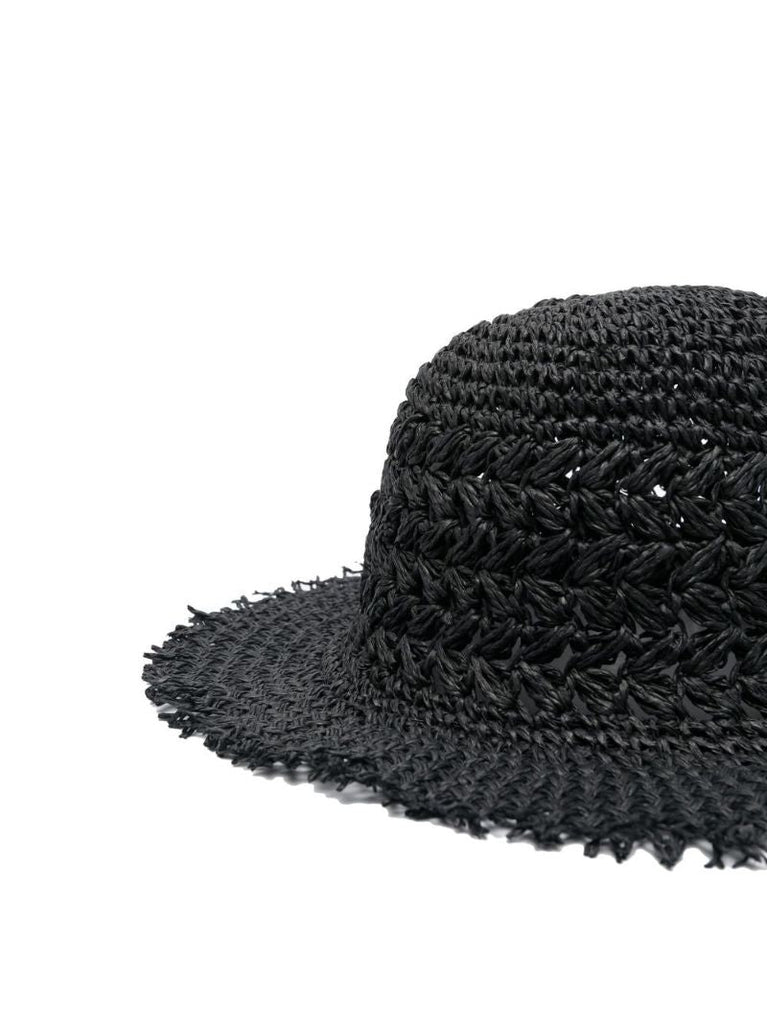 Black Logo-embroidered Straw Hat