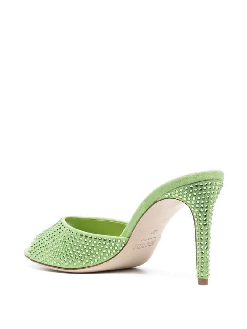 Green Holly 80 Crystal-embellished Mules
