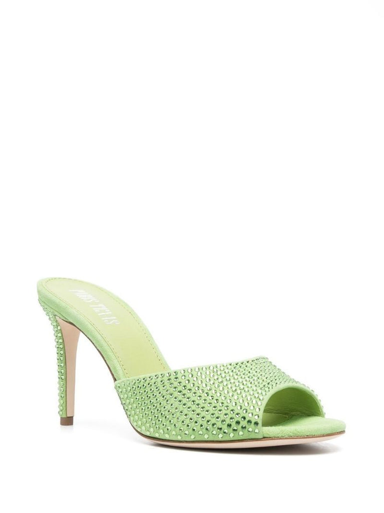 Green Holly 80 Crystal-embellished Mules