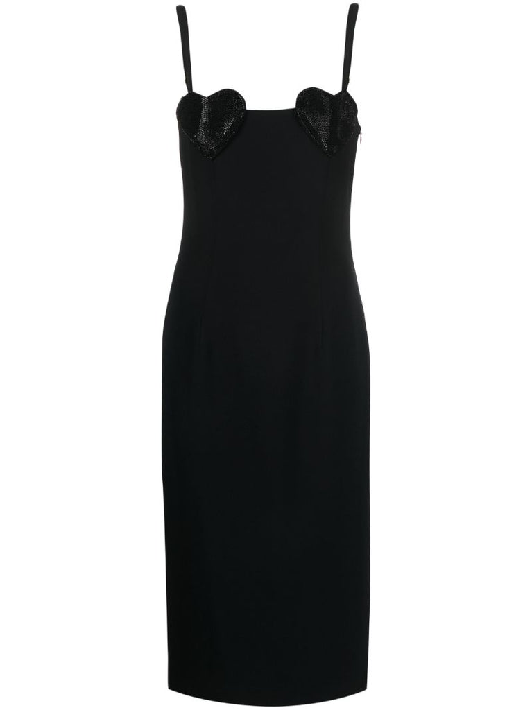 Black Floral AppliquÃ_x0083_Â© Midi Dress