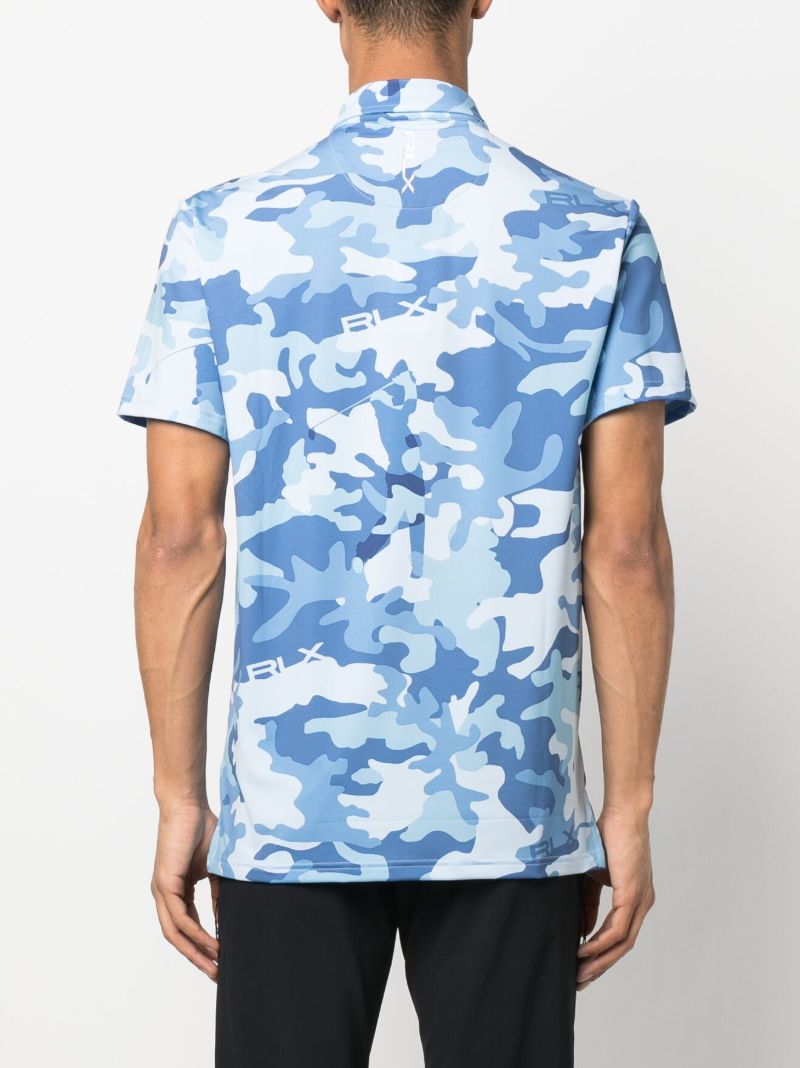 Blue Camouflage Print Golf Polo Shirt