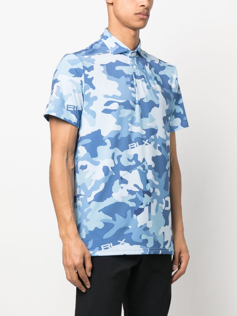 Blue Camouflage Print Golf Polo Shirt