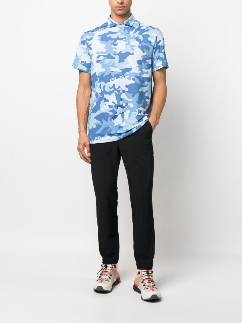 Blue Camouflage Print Golf Polo Shirt
