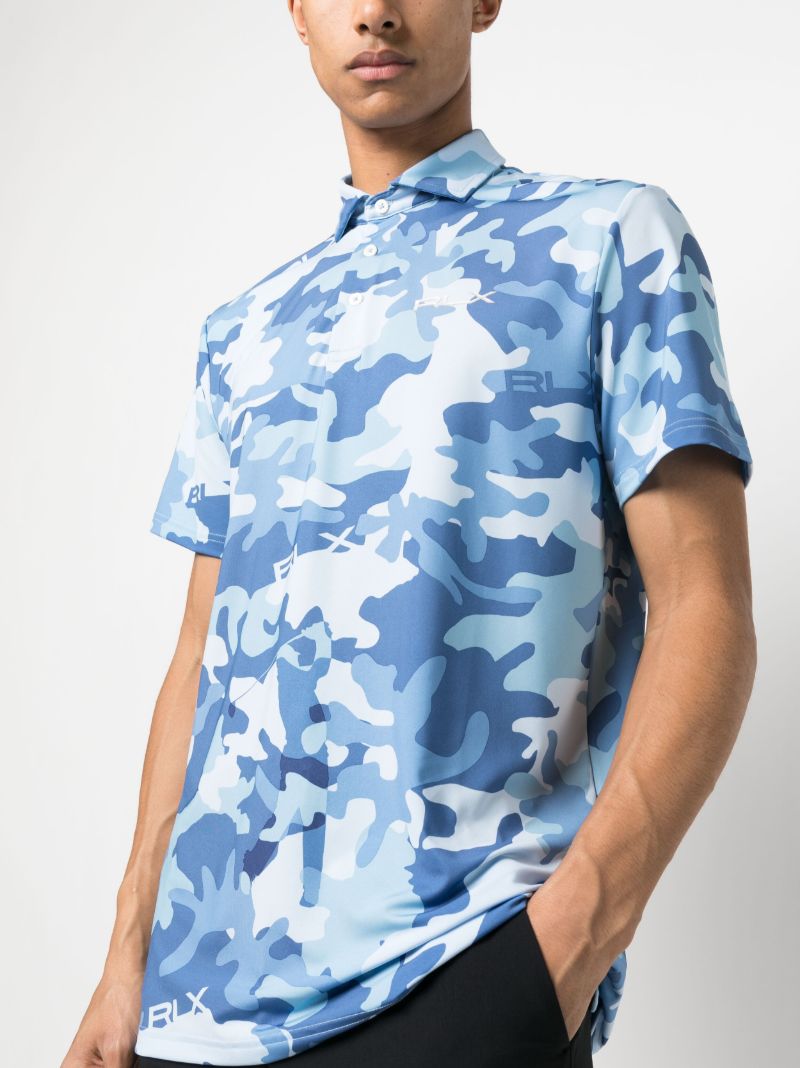 Blue Camouflage Print Golf Polo Shirt