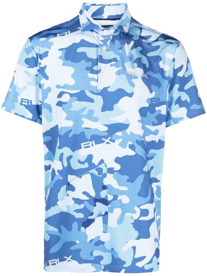 Blue Camouflage Print Golf Polo Shirt