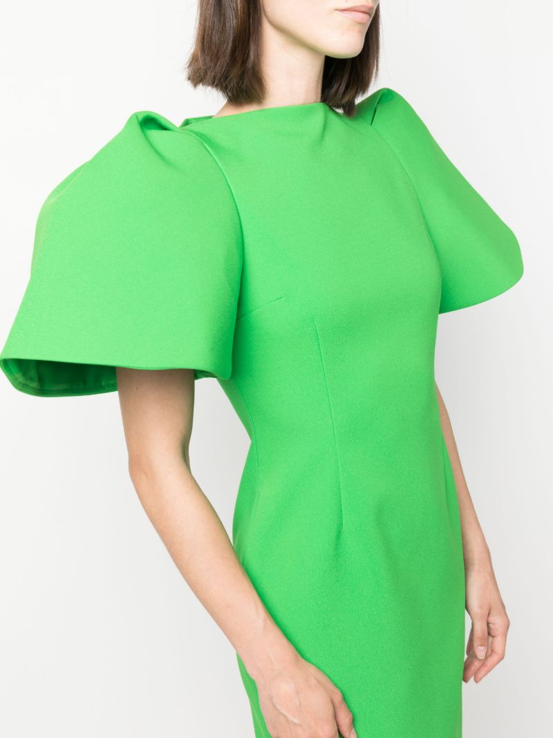 Green Lora Puff-sleeve Midi Dress