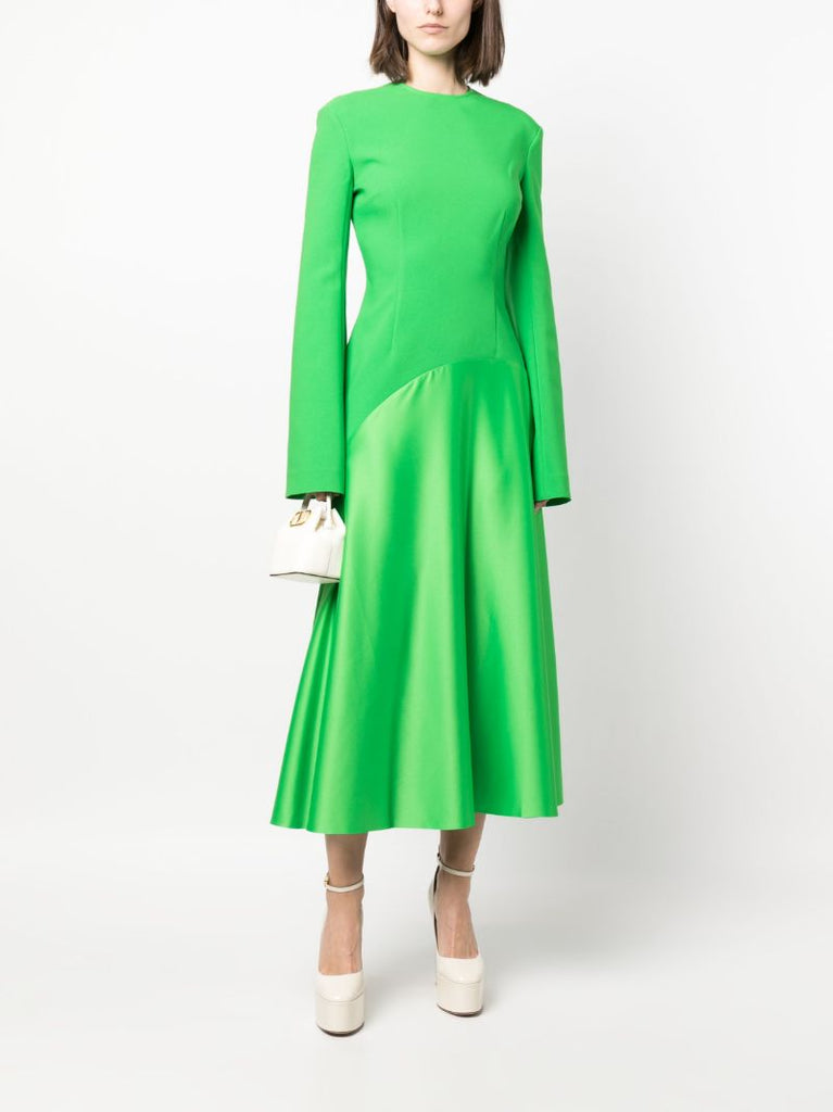 Green Gaia Flared Midi Dress