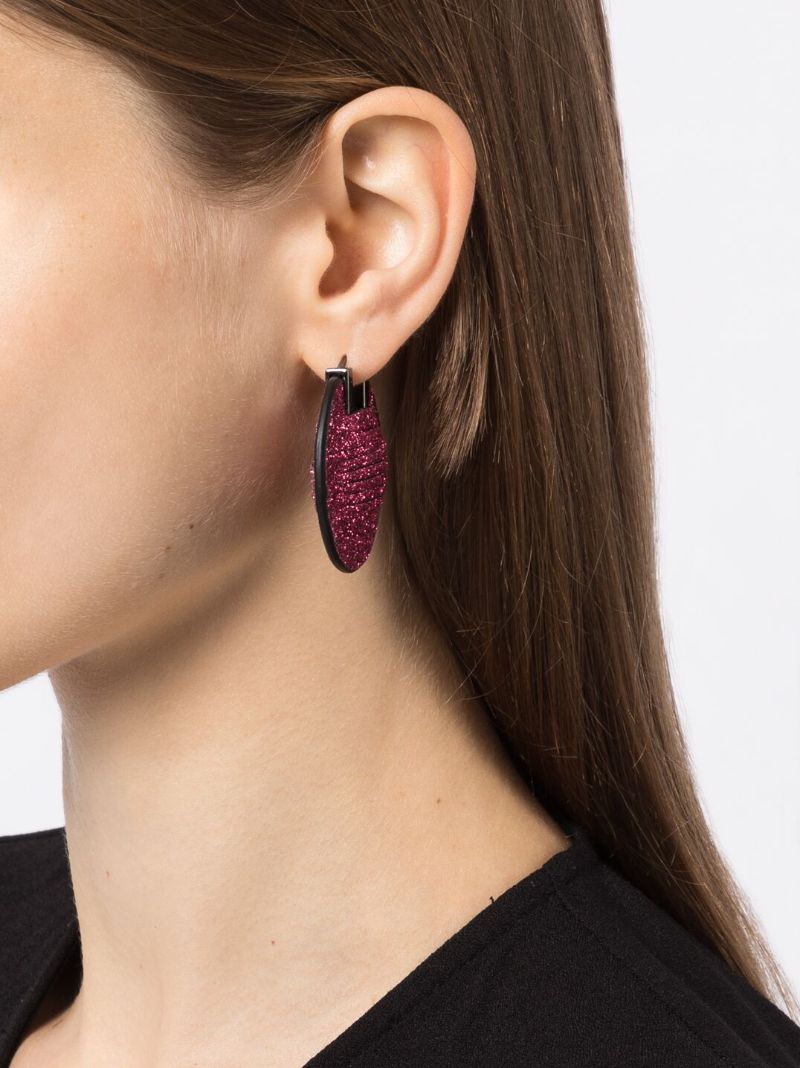 Pink Geo Leather Hoop Earrings