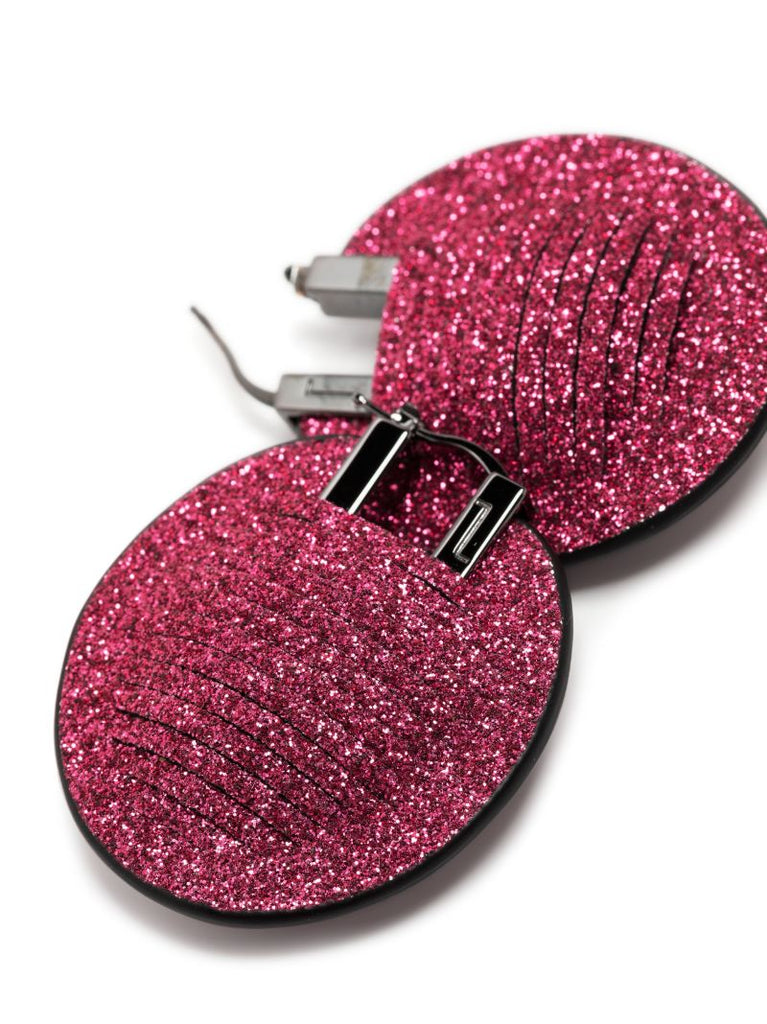 Pink Geo Leather Hoop Earrings