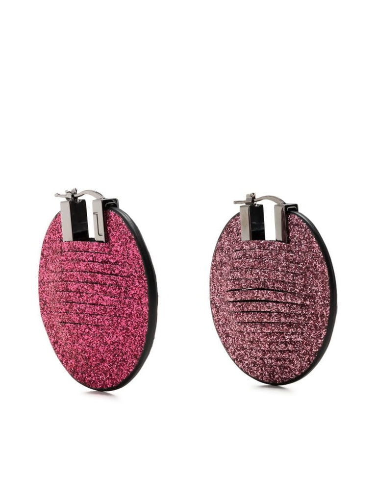 Pink Geo Leather Hoop Earrings