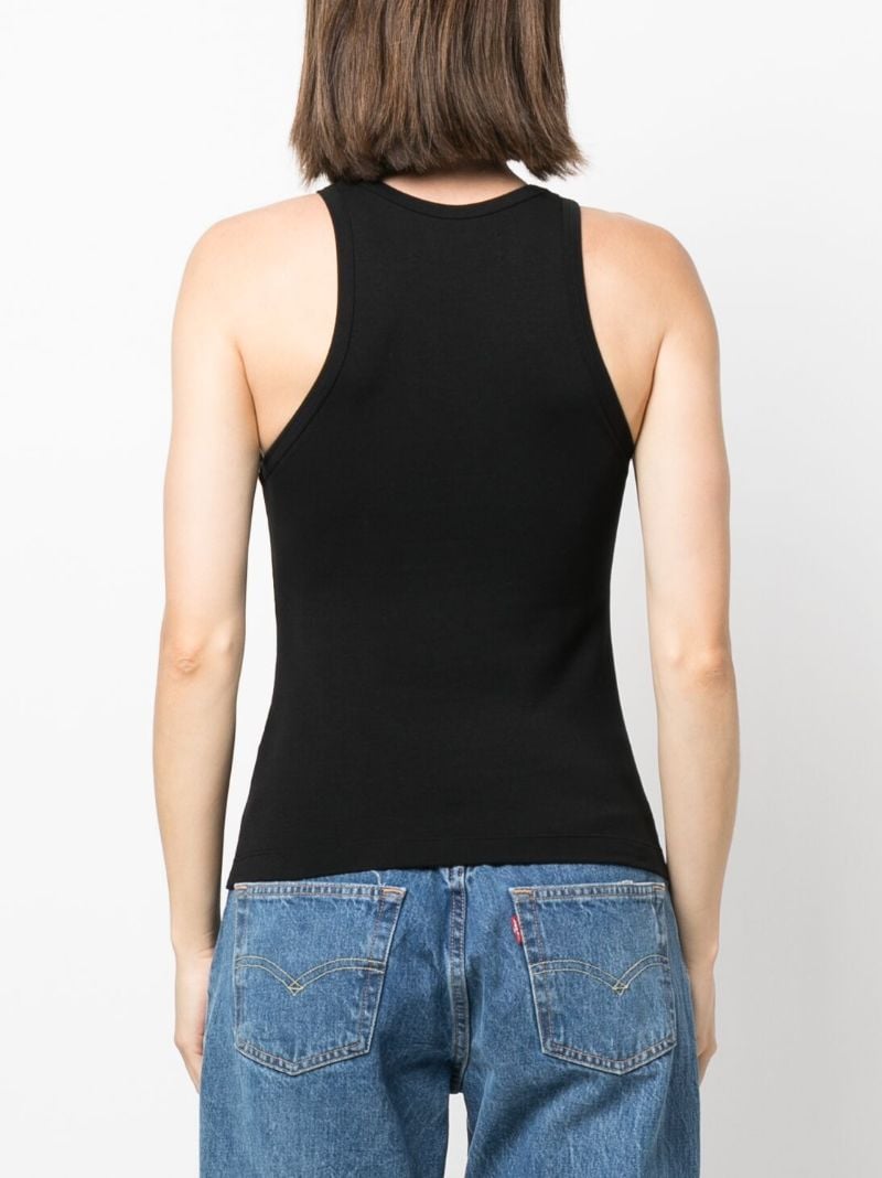 Black Logo Print Vest Top