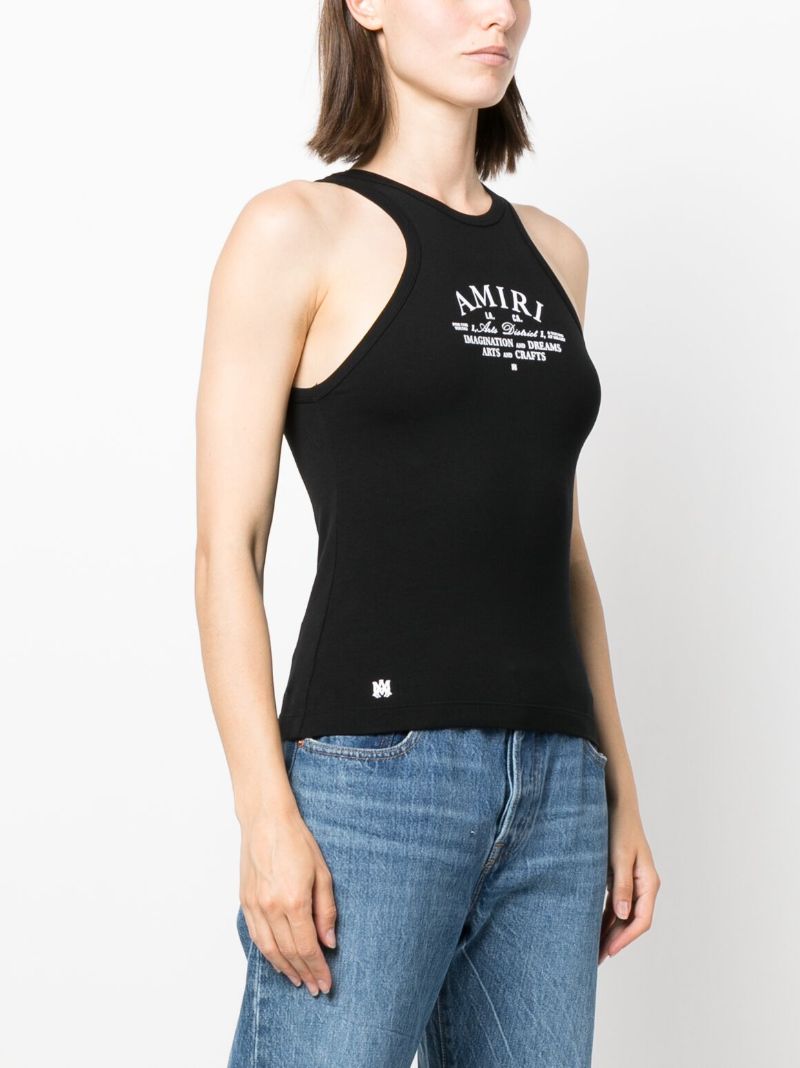 Black Logo Print Vest Top