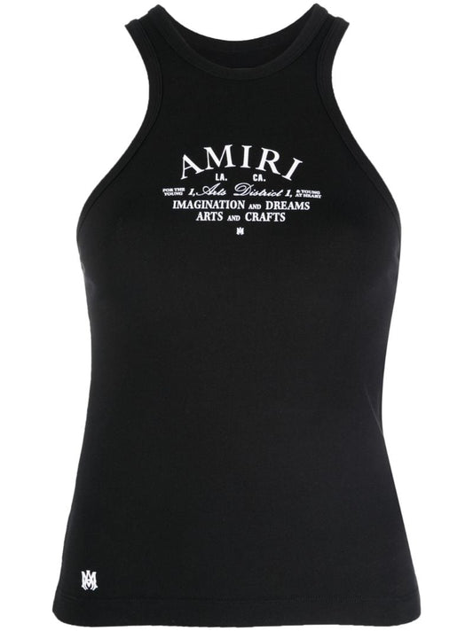 Black Logo Print Vest Top