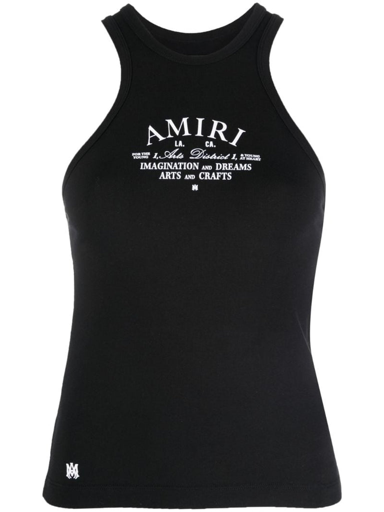Black Logo Print Vest Top