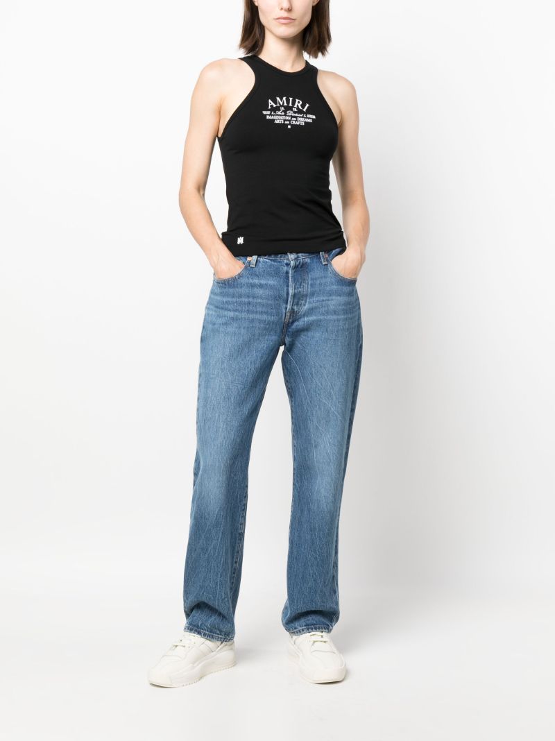 Black Logo Print Vest Top